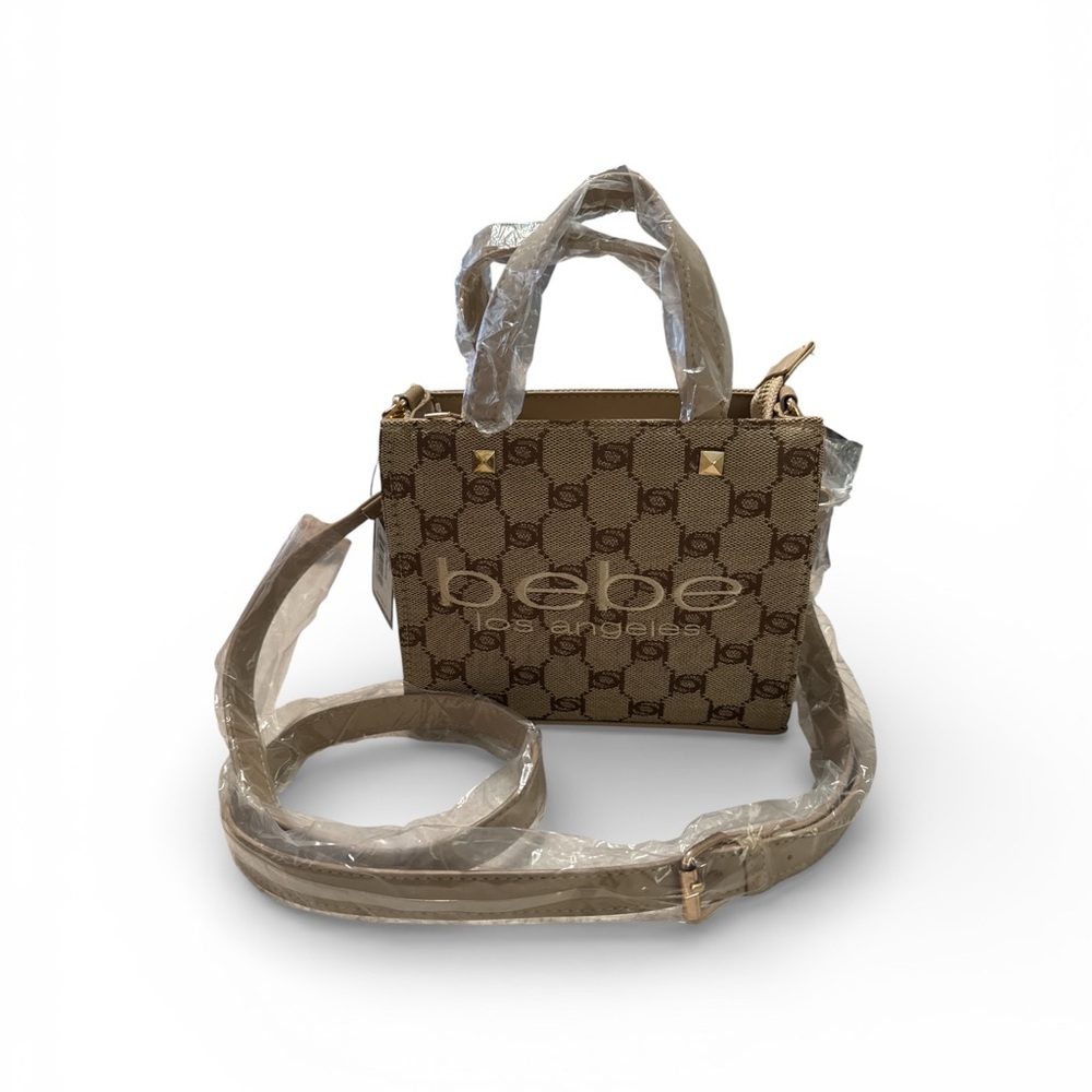 Bebe Talulla Mini Satchel - Brown Geometric Crossbody Bag - Picture 2 of 8